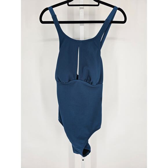 Kona Sol Womens Sz L One Piece Swimsuit Dark Teal Blue Keyhole Neck - Picture 1 of 4